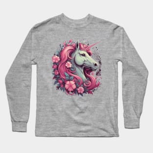 Pink Unicorn Graphic Long Sleeve T-Shirt